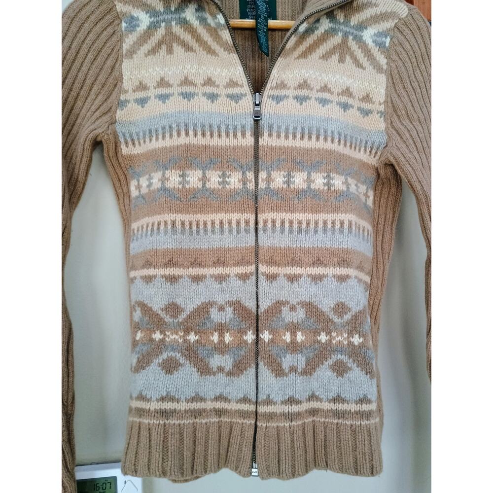 Lauren Ralph Lauren Fair Isle Nordic luxury lambswool angora cashmere full zip M - Picture 3 of 16